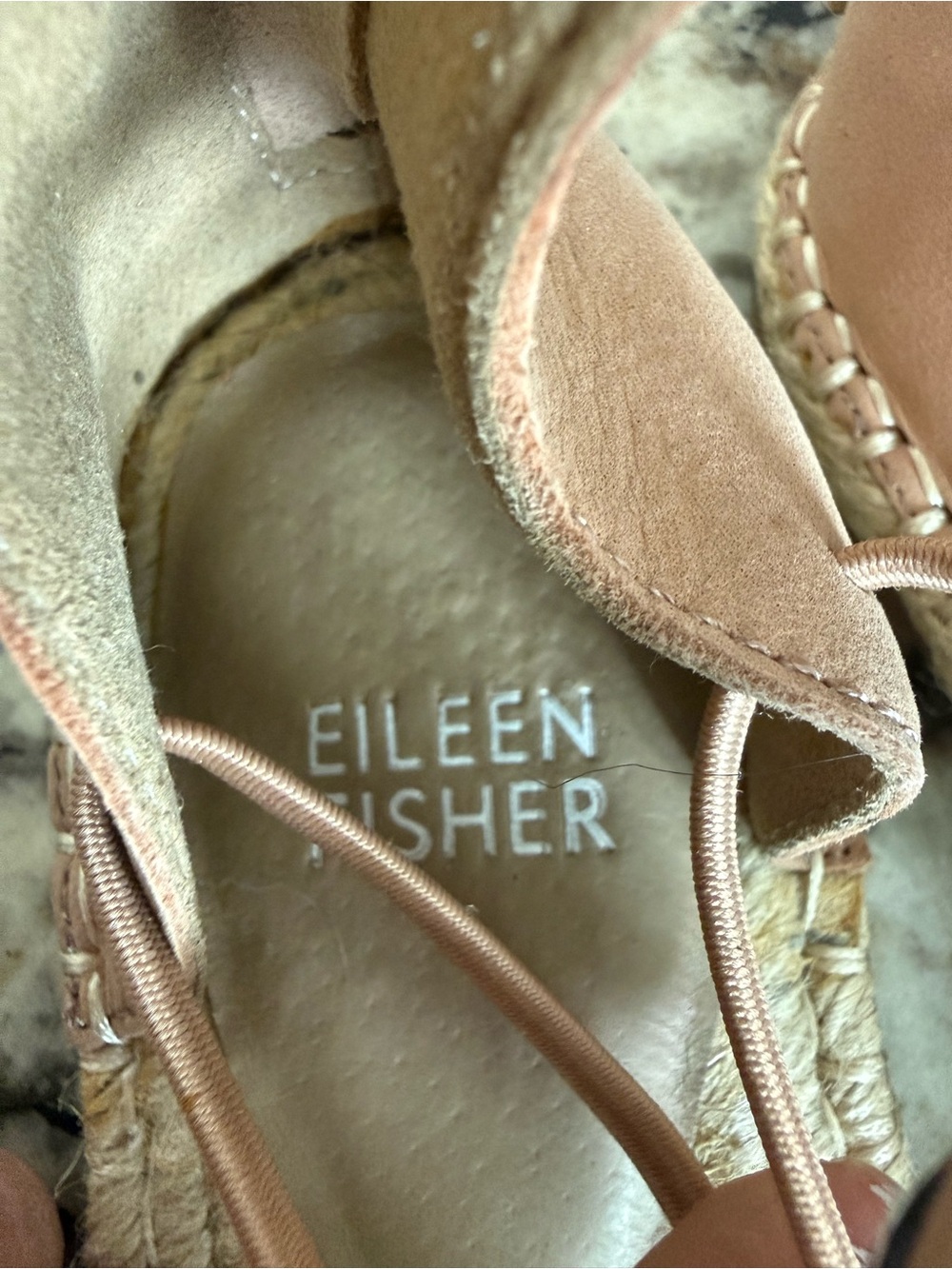 Elieen Fisher Suede Lace Up Espadrille Sandals - Picture 3 of 5